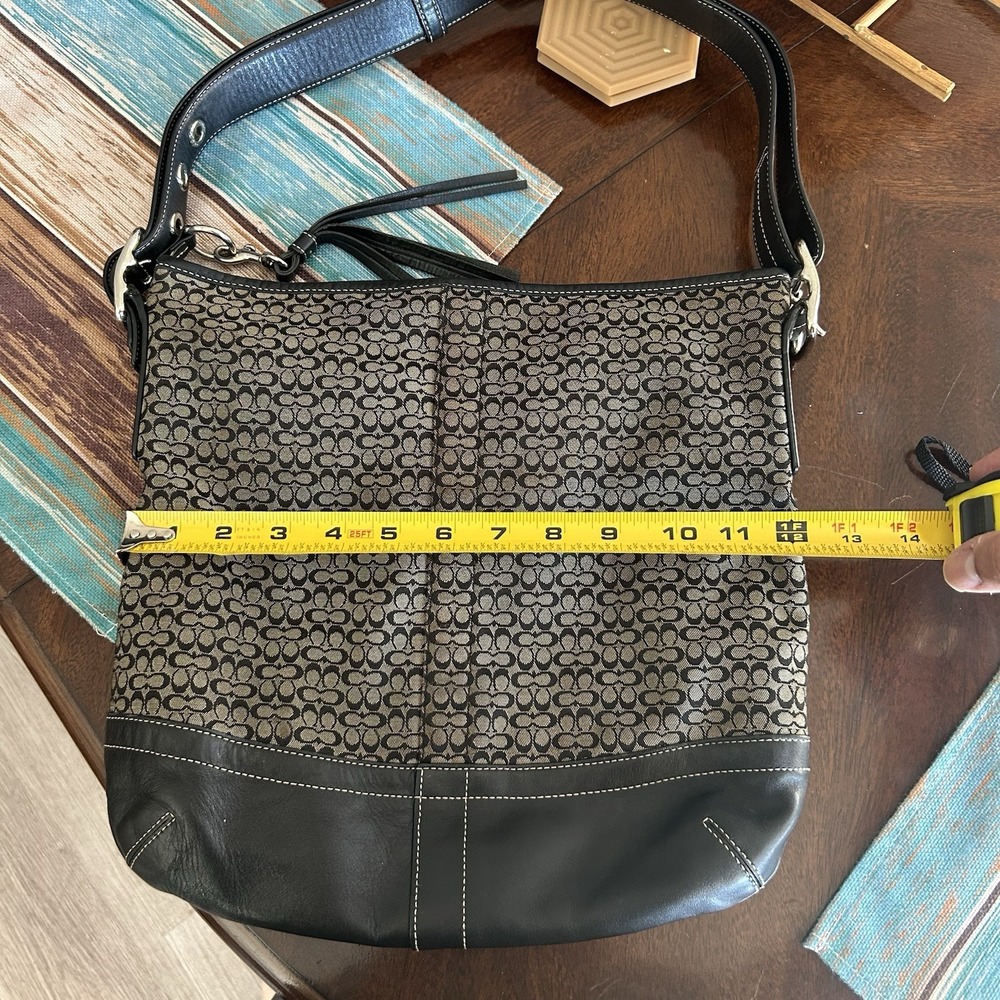 Vintage Y2K Coach F10416 Signature Convertible Duffle Crossbody Bag Gray Black - Picture 14 of 16